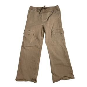 Wrangler 9STBWBN Khaki Cargo Pants Boys Medium (8) Pull On Drawstring Adj.Waist